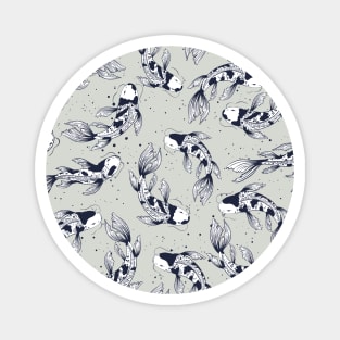 Koi fishes - Japanese carps. Grey and navy blue Magnet